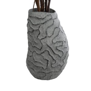 Τεχνητός Κήπος GALICIA  Επιδαπέδιο Πολυεστερικό Τσιμεντένιο Κασπώ Γλάστρα -  Γκρι Φ52 x Υ80cm