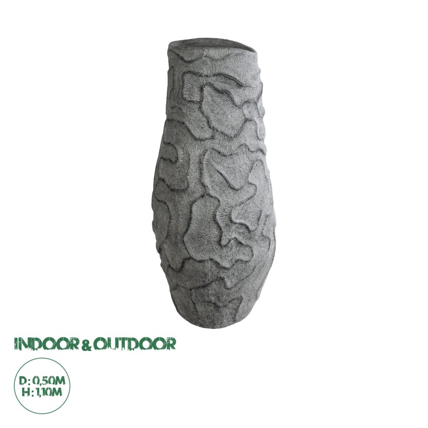 Τεχνητός Κήπος GALICIA  Επιδαπέδιο Πολυεστερικό Τσιμεντένιο Κασπώ Γλάστρα -  Γκρι Φ50 x Υ110cm