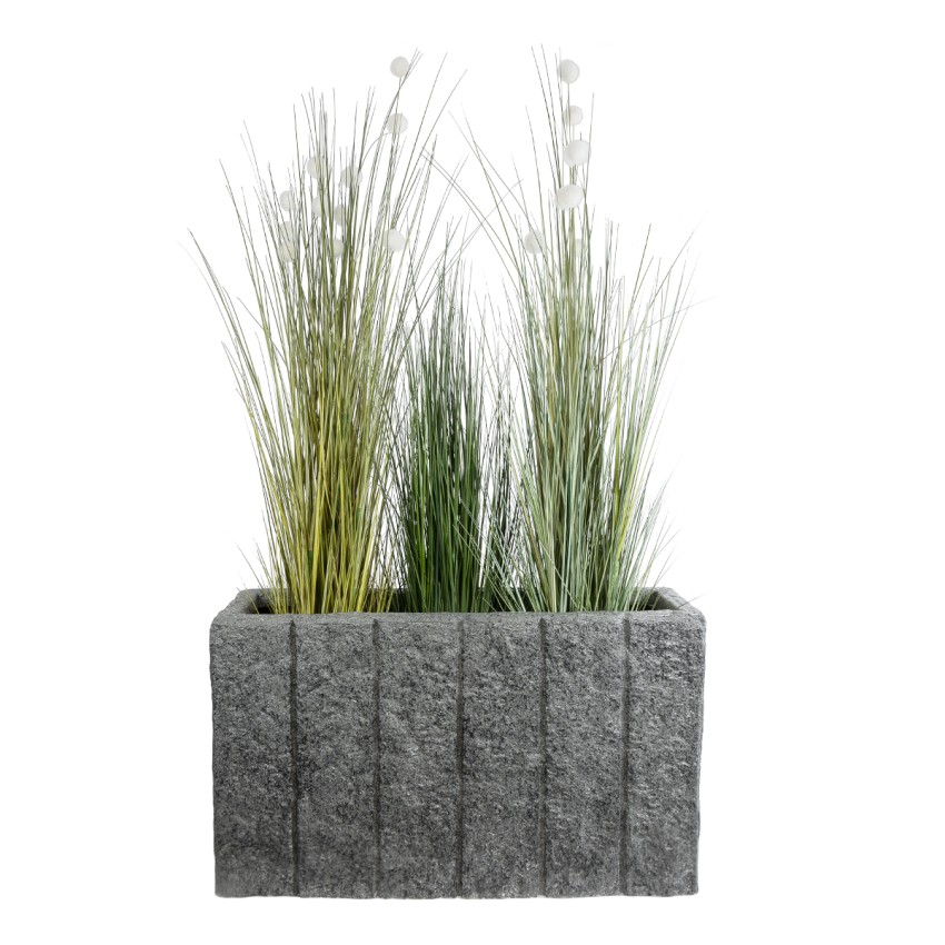 Τεχνητός Κήπος PELLEGRINO  Επιδαπέδιο Πολυεστερικό Τσιμεντένιο Κασπώ Γλάστρα -  Γκρι Μ100 x Π31 x Υ60cm