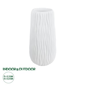 Τεχνητός Κήπος ORIENTE  Επιδαπέδιο Πολυεστερικό Τσιμεντένιο Κασπώ Γλάστρα -  Λευκό Φ35 x Υ65cm