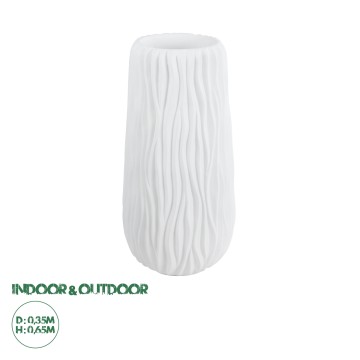 Τεχνητός Κήπος ORIENTE  Επιδαπέδιο Πολυεστερικό Τσιμεντένιο Κασπώ Γλάστρα -  Λευκό Φ35 x Υ65cm