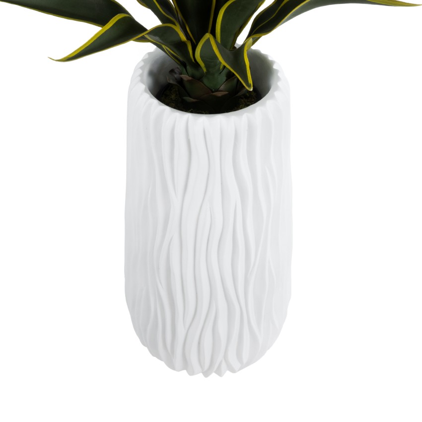 Τεχνητός Κήπος ORIENTE  Επιδαπέδιο Πολυεστερικό Τσιμεντένιο Κασπώ Γλάστρα -  Λευκό Φ35 x Υ65cm