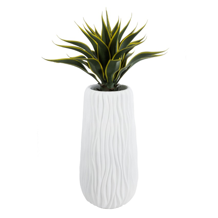 Τεχνητός Κήπος ORIENTE  Επιδαπέδιο Πολυεστερικό Τσιμεντένιο Κασπώ Γλάστρα -  Λευκό Φ35 x Υ65cm