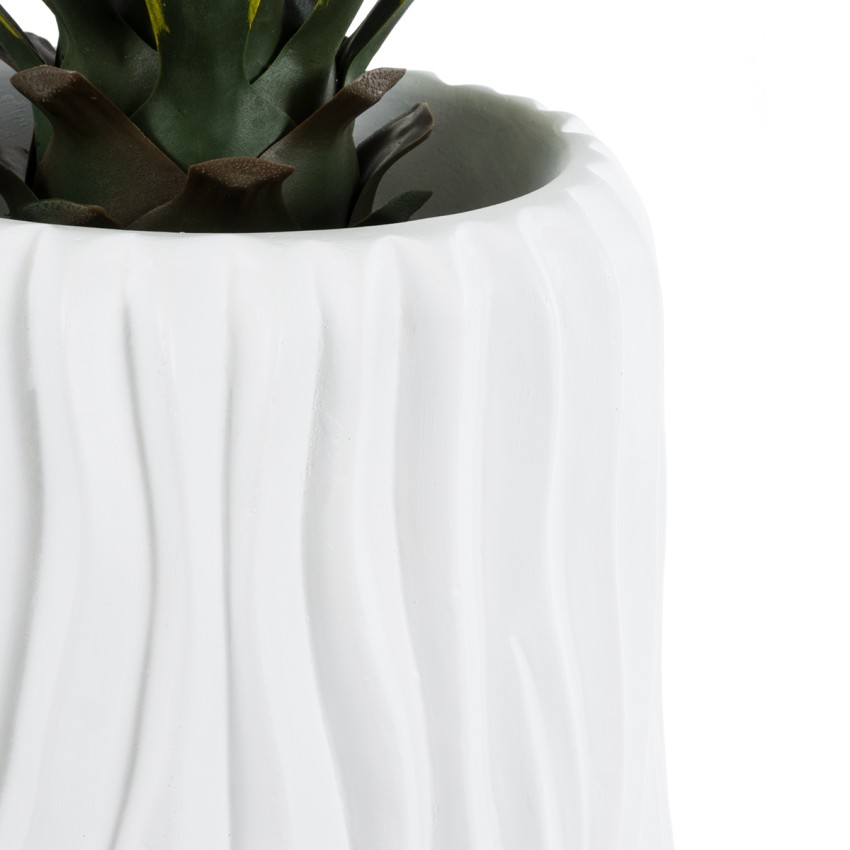 Τεχνητός Κήπος ORIENTE  Επιδαπέδιο Πολυεστερικό Τσιμεντένιο Κασπώ Γλάστρα -  Λευκό Φ35 x Υ65cm