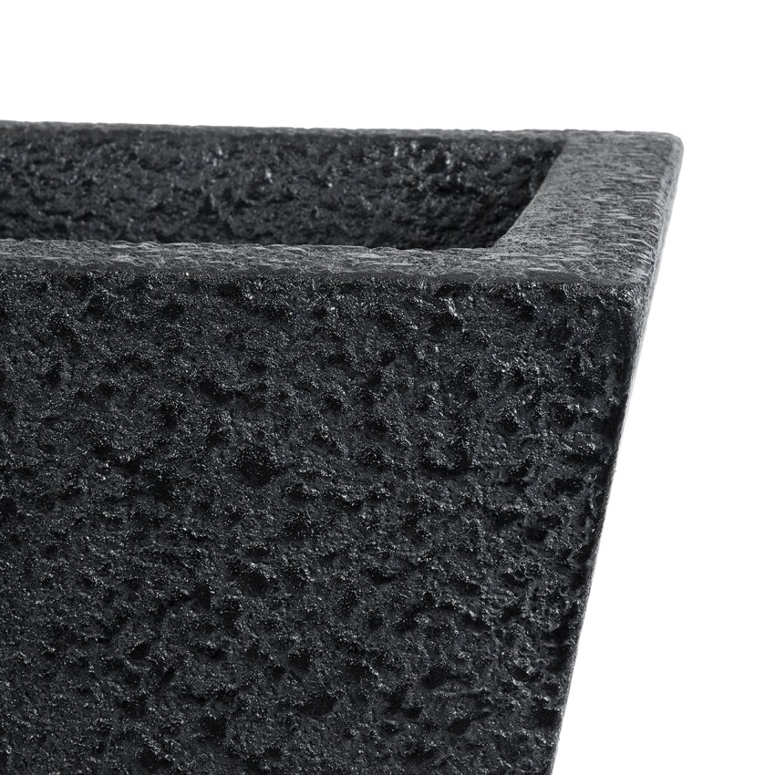 Τεχνητός Κήπος KARRASPIO  Επιδαπέδιο Πολυεστερικό Τσιμεντένιο Κασπώ Γλάστρα -  Μαύρο Μ34 x Π34 x Υ30cm