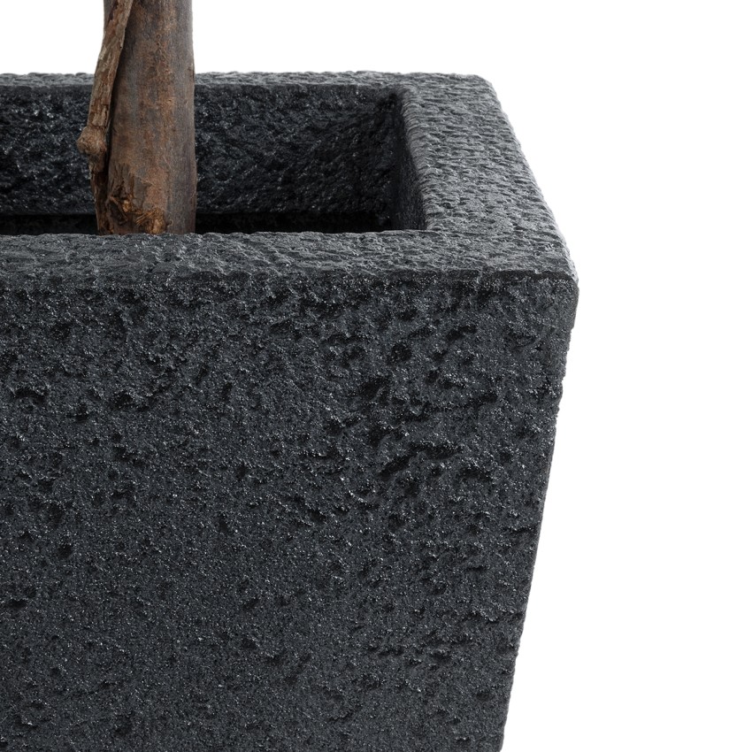 Τεχνητός Κήπος MAYOR  Επιδαπέδιο Πολυεστερικό Τσιμεντένιο Κασπώ Γλάστρα -  Μαύρο Μ30 x Π30 x Υ50cm