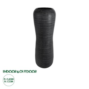 Τεχνητός Κήπος BARRIO  Επιδαπέδιο Πολυεστερικό Τσιμεντένιο Κασπώ Γλάστρα -  Μαύρο Φ40 x Υ122cm