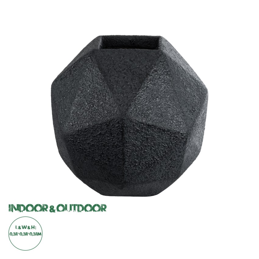 Τεχνητός Κήπος CARNABY  Επιδαπέδιο Πολυεστερικό Τσιμεντένιο Κασπώ Γλάστρα -  Μαύρο Μ38 x Π38 x Υ38cm