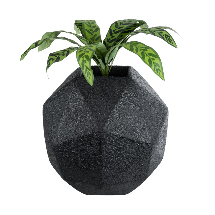 Τεχνητός Κήπος CARNABY  Επιδαπέδιο Πολυεστερικό Τσιμεντένιο Κασπώ Γλάστρα -  Μαύρο Μ38 x Π38 x Υ38cm