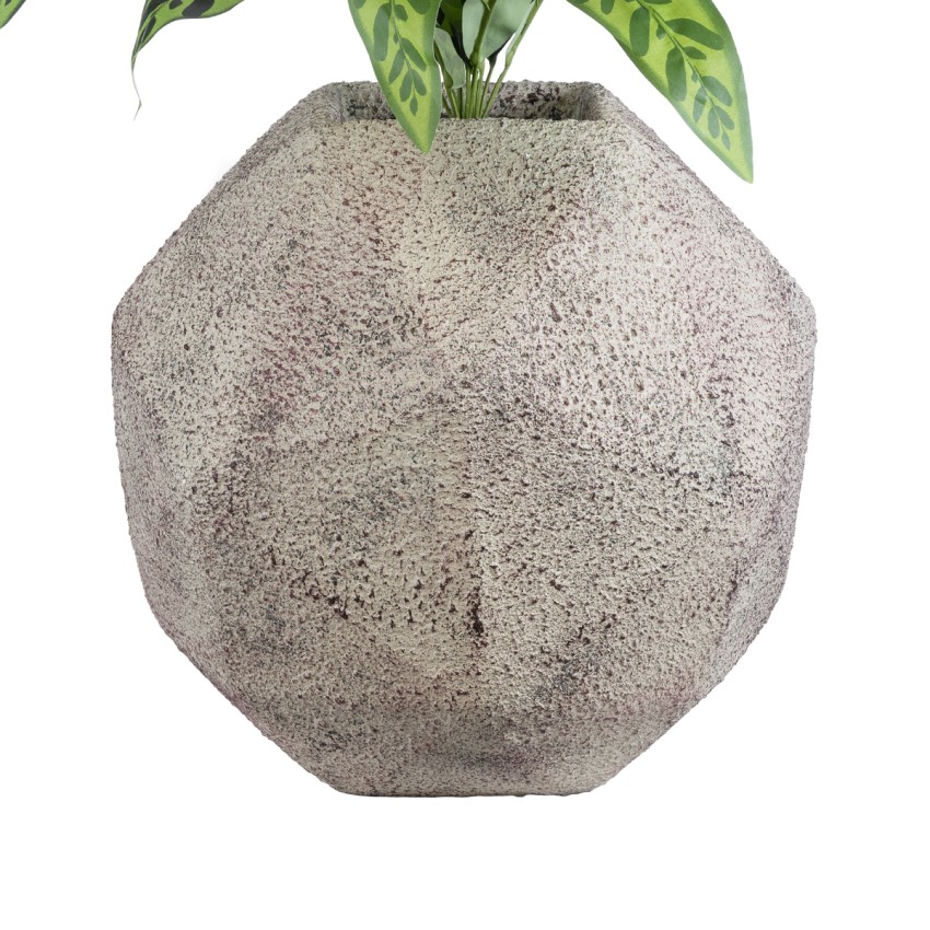 Τεχνητός Κήπος BOROUGH  Επιδαπέδιο Πολυεστερικό Τσιμεντένιο Κασπώ Γλάστρα -  Λευκό με Μπεζ Μ38 x Π38 x Υ38cm