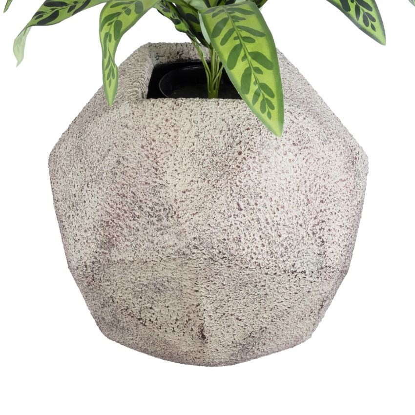 Τεχνητός Κήπος BOROUGH  Επιδαπέδιο Πολυεστερικό Τσιμεντένιο Κασπώ Γλάστρα -  Λευκό με Μπεζ Μ38 x Π38 x Υ38cm