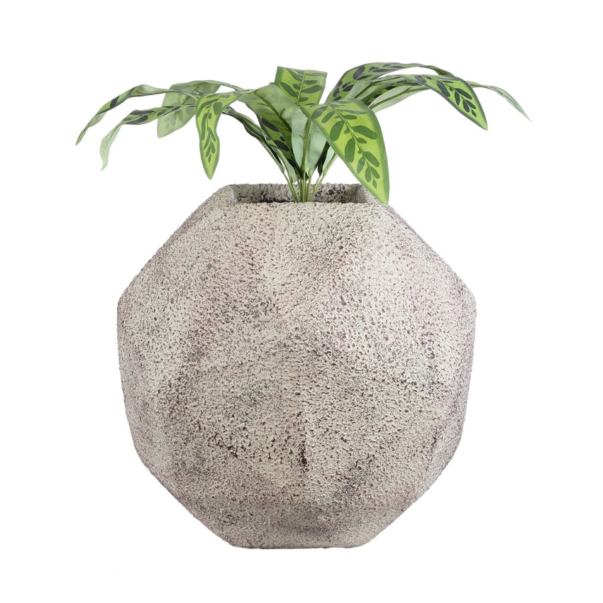 Τεχνητός Κήπος BOROUGH  Επιδαπέδιο Πολυεστερικό Τσιμεντένιο Κασπώ Γλάστρα -  Λευκό με Μπεζ Μ38 x Π38 x Υ38cm