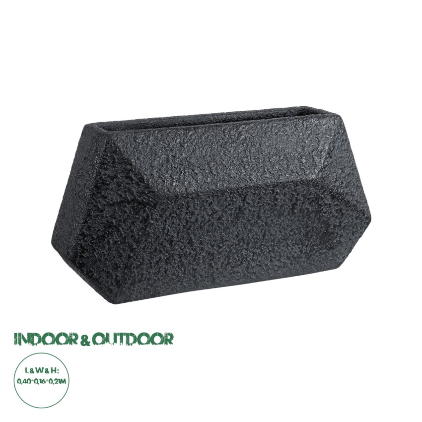 Τεχνητός Κήπος GREENWICH  Επιδαπέδιο Πολυεστερικό Τσιμεντένιο Κασπώ Γλάστρα -  Μαύρο Μ40 x Π16 x Υ21cm