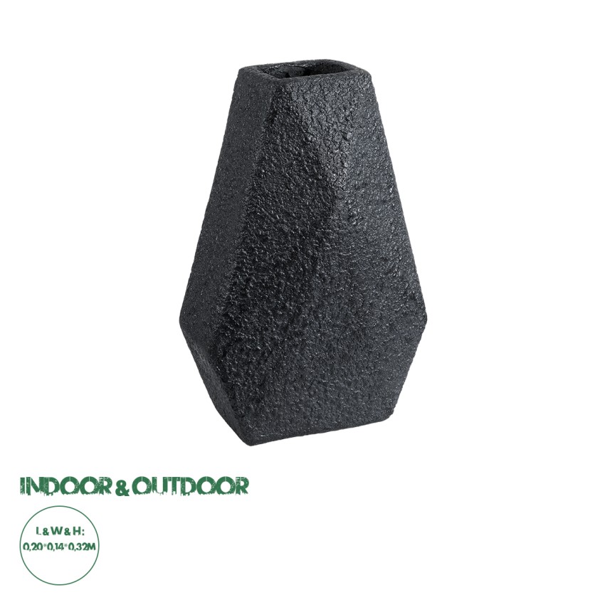 Τεχνητός Κήπος GREENWICH  Επιδαπέδιο Πολυεστερικό Τσιμεντένιο Κασπώ Γλάστρα -  Μαύρο Μ20 x Π14 x Υ32cm