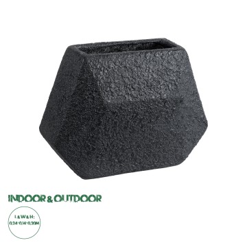 Τεχνητός Κήπος GREENWICH  Επιδαπέδιο Πολυεστερικό Τσιμεντένιο Κασπώ Γλάστρα -  Μαύρο Μ24 x Π14 x Υ20cm