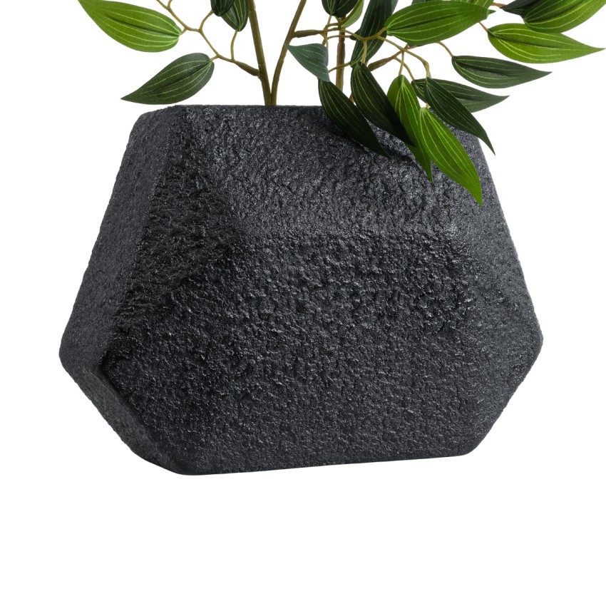 Τεχνητός Κήπος GREENWICH  Επιδαπέδιο Πολυεστερικό Τσιμεντένιο Κασπώ Γλάστρα -  Μαύρο Μ24 x Π14 x Υ20cm