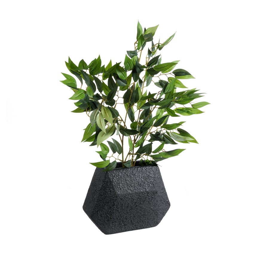 Τεχνητός Κήπος GREENWICH  Επιδαπέδιο Πολυεστερικό Τσιμεντένιο Κασπώ Γλάστρα -  Μαύρο Μ24 x Π14 x Υ20cm