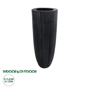 Τεχνητός Κήπος CASTLE  Επιδαπέδιο Πολυεστερικό Τσιμεντένιο Κασπώ Γλάστρα -  Μαύρο Φ43 x Υ112cm