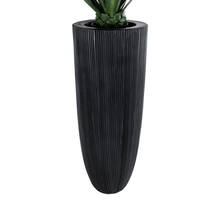 Τεχνητός Κήπος CASTLE  Επιδαπέδιο Πολυεστερικό Τσιμεντένιο Κασπώ Γλάστρα -  Μαύρο Φ43 x Υ112cm