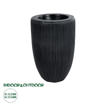 Τεχνητός Κήπος CASTLE  Διακοσμητικό Πολυεστερικό Τσιμεντένιο Κασπώ Γλάστρα -  Μαύρο Φ35 x Υ54cm