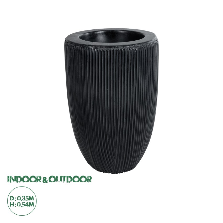 Τεχνητός Κήπος CASTLE  Διακοσμητικό Πολυεστερικό Τσιμεντένιο Κασπώ Γλάστρα -  Μαύρο Φ35 x Υ54cm