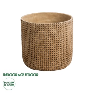 Τεχνητός Κήπος GIUSEPPE  Διακοσμητικό Πολυεστερικό Τσιμεντένιο Κασπώ Γλάστρα -  Καφέ Φ35 x Υ33cm