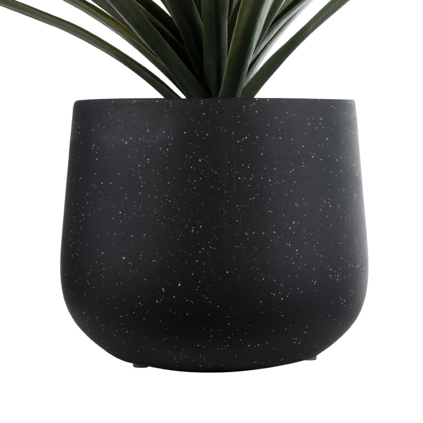 Τεχνητός Κήπος MAYFAIR  Διακοσμητικό Πολυεστερικό Τσιμεντένιο Κασπώ Γλάστρα -  Μαύρο με Λευκές Λεπτομέριες Μ25 x Π27 x Υ30cm