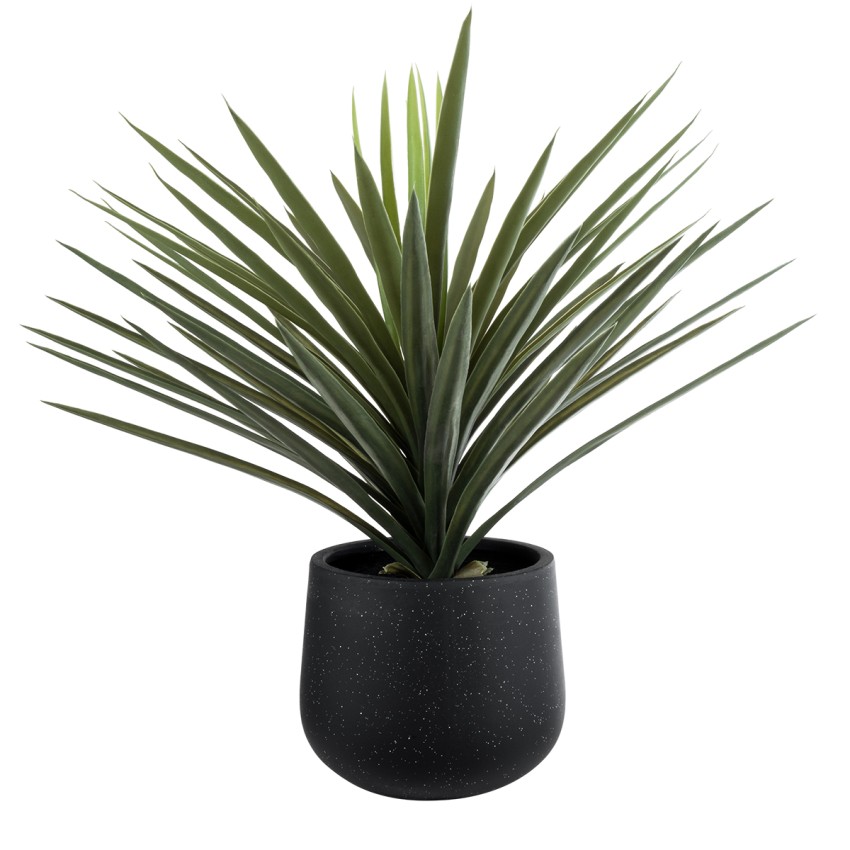 Τεχνητός Κήπος MAYFAIR  Διακοσμητικό Πολυεστερικό Τσιμεντένιο Κασπώ Γλάστρα -  Μαύρο με Λευκές Λεπτομέριες Μ25 x Π27 x Υ30cm