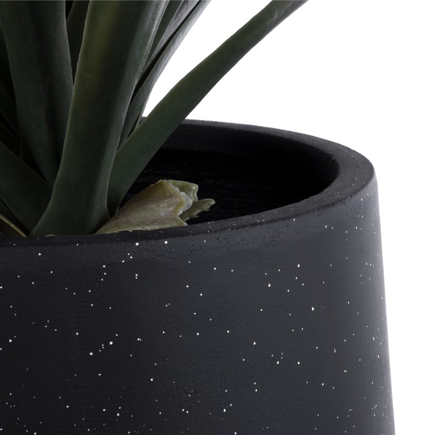 Τεχνητός Κήπος MAYFAIR  Διακοσμητικό Πολυεστερικό Τσιμεντένιο Κασπώ Γλάστρα -  Μαύρο με Λευκές Λεπτομέριες Μ25 x Π27 x Υ30cm