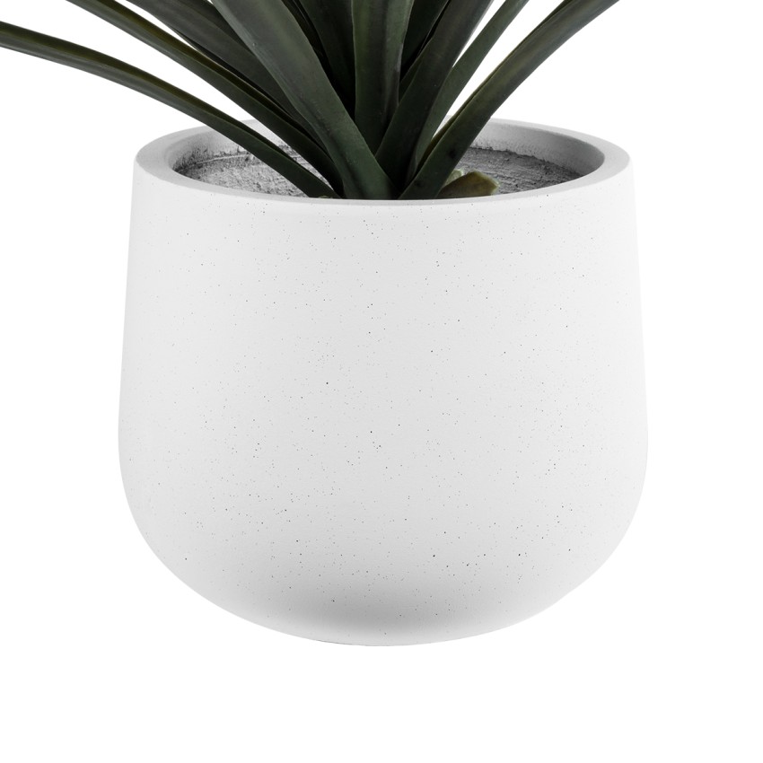 Τεχνητός Κήπος CHELSEA  Διακοσμητικό Πολυεστερικό Τσιμεντένιο Κασπώ Γλάστρα -  Λευκό με Μαύρες Λεπτομέριες Μ25 x Π27 x Υ30cm