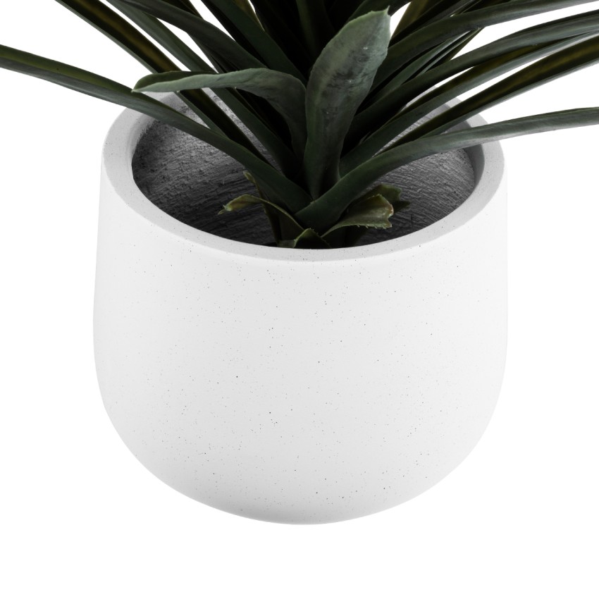 Τεχνητός Κήπος CHELSEA  Διακοσμητικό Πολυεστερικό Τσιμεντένιο Κασπώ Γλάστρα -  Λευκό με Μαύρες Λεπτομέριες Μ25 x Π27 x Υ30cm