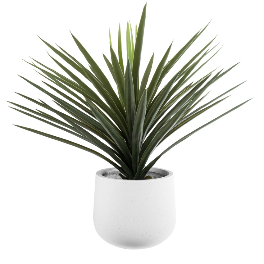 Τεχνητός Κήπος CHELSEA  Διακοσμητικό Πολυεστερικό Τσιμεντένιο Κασπώ Γλάστρα -  Λευκό με Μαύρες Λεπτομέριες Μ25 x Π27 x Υ30cm