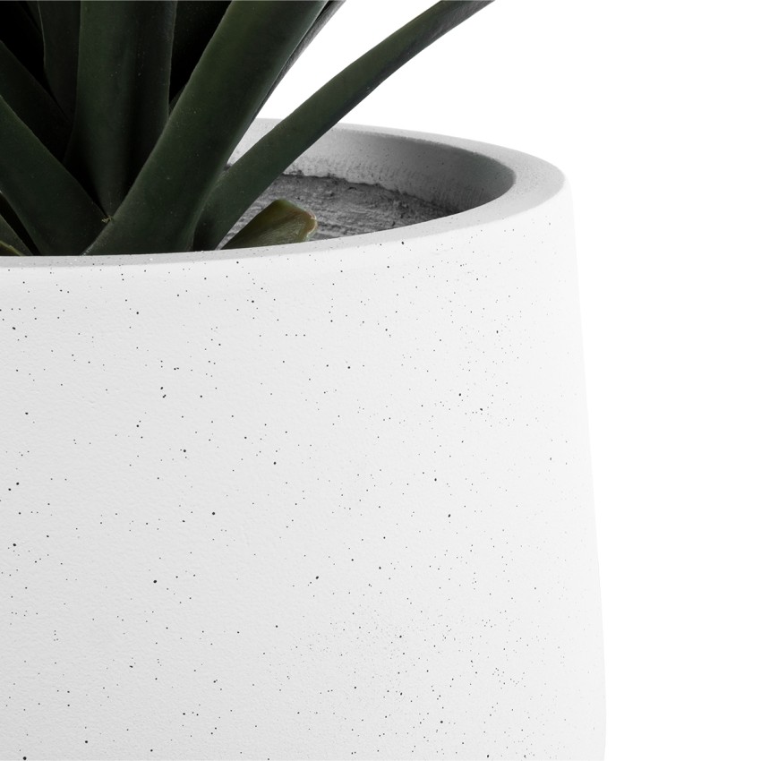 Τεχνητός Κήπος CHELSEA  Διακοσμητικό Πολυεστερικό Τσιμεντένιο Κασπώ Γλάστρα -  Λευκό με Μαύρες Λεπτομέριες Μ25 x Π27 x Υ30cm