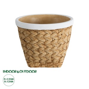 Τεχνητός Κήπος NOTTING  Διακοσμητικό Πολυεστερικό Τσιμεντένιο Κασπώ Γλάστρα -  Μπεζ με Λευκό Φ20 x Υ16cm