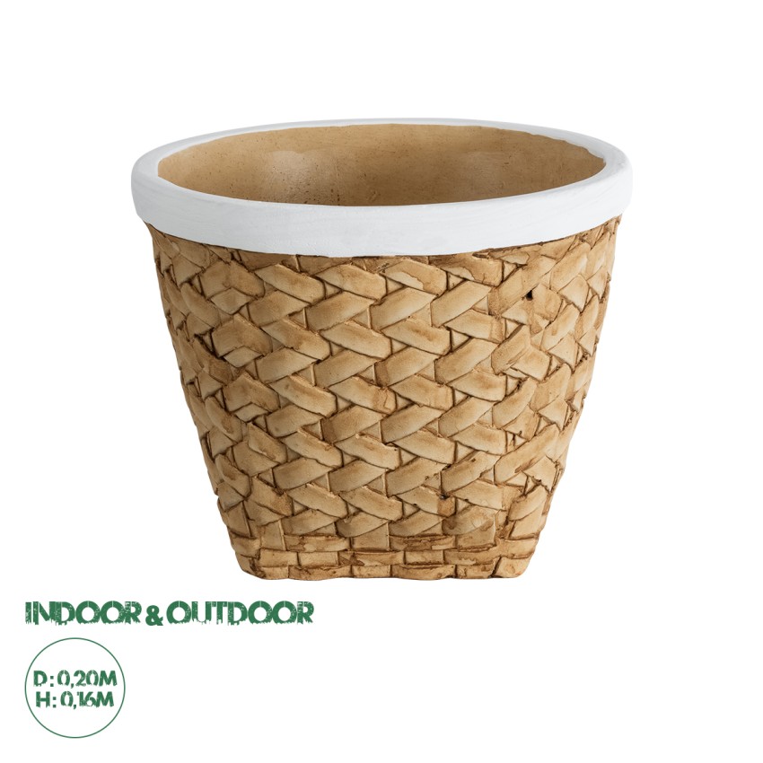 Τεχνητός Κήπος NOTTING  Διακοσμητικό Πολυεστερικό Τσιμεντένιο Κασπώ Γλάστρα -  Μπεζ με Λευκό Φ20 x Υ16cm