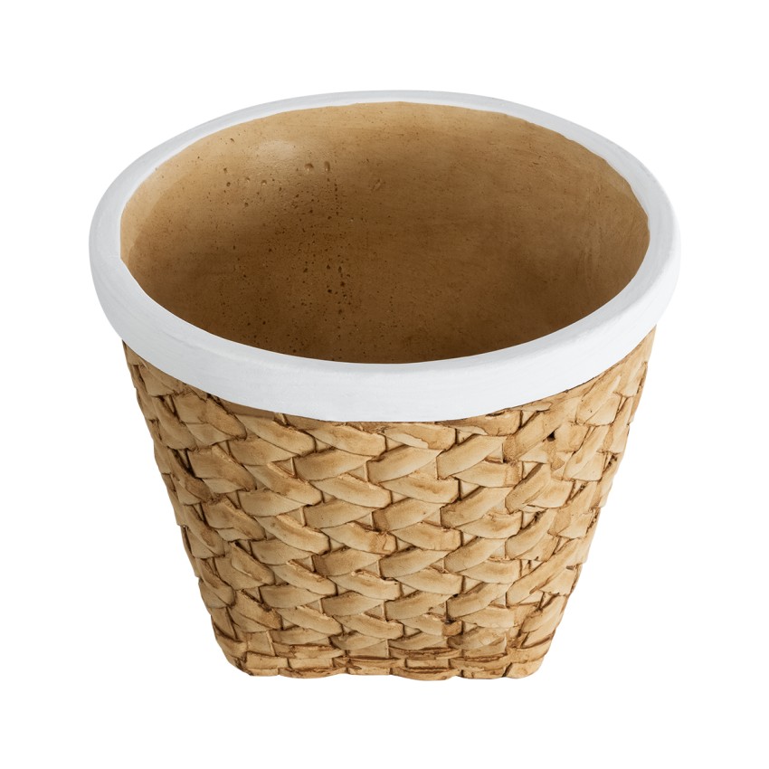 Τεχνητός Κήπος NOTTING  Διακοσμητικό Πολυεστερικό Τσιμεντένιο Κασπώ Γλάστρα -  Μπεζ με Λευκό Φ20 x Υ16cm