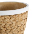 Τεχνητός Κήπος NOTTING  Διακοσμητικό Πολυεστερικό Τσιμεντένιο Κασπώ Γλάστρα -  Μπεζ με Λευκό Φ20 x Υ16cm