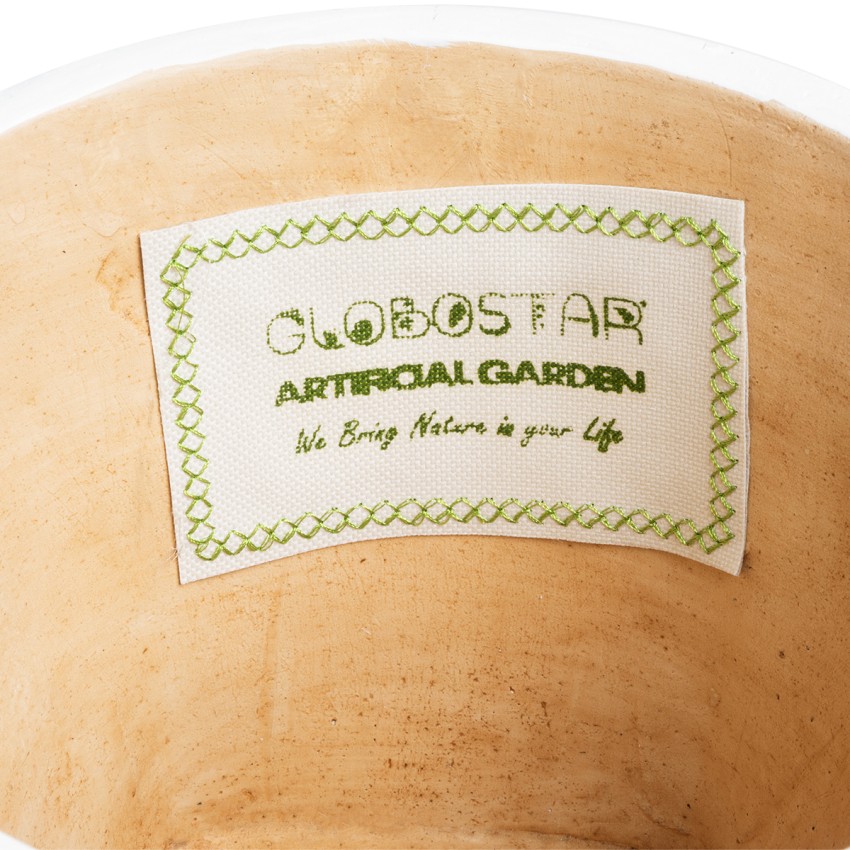 Τεχνητός Κήπος NOTTING  Διακοσμητικό Πολυεστερικό Τσιμεντένιο Κασπώ Γλάστρα -  Μπεζ με Λευκό Φ20 x Υ16cm