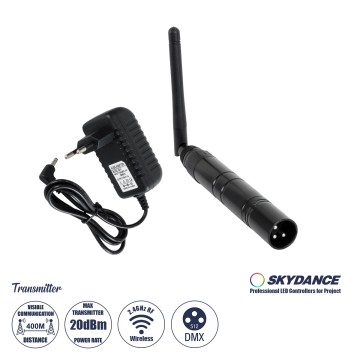 GLOBOSTAR® SKYDANCE-DM-WT DMX512 Ασύρματος Πομπός RF 2.4Ghz ISM GFSK 20dBm 400m Αρσενικό XLR3 DC 5V IP20 - Μ1.9 x Π1.9 x Υ22cm GLOBOSTAR® SKYDANCE-DM-WT DMX512 Ασύρματος Πομπός RF 2.4Ghz ISM GFSK 20dBm 400m Αρσενικό XLR3 DC 5V IP20 - Μ1.9 x Π1.9 x Υ22cm