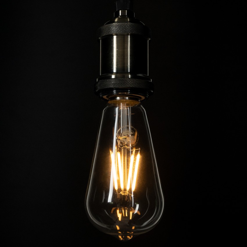 Λάμπα LED Long Filament E27 ST64 Αχλάδι 4W 400lm 360° AC 220-240V IP20 Φ6.4 x Υ14cm Θερμό Λευκό 2700K με Διάφανο Γυαλί Dimmable