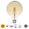Λάμπα LED Long Filament E27 G125 Γλόμπος 8W 720lm 360° AC 220-240V IP20 Φ12.5 x Υ18cm Ultra Θερμό Λευκό 2200 K με Μελί Γυαλί Dimmable