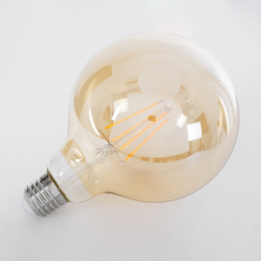 Λάμπα LED Long Filament E27 G125 Γλόμπος 8W 720lm 360° AC 220-240V IP20 Φ12.5 x Υ18cm Ultra Θερμό Λευκό 2200 K με Μελί Γυαλί Dimmable