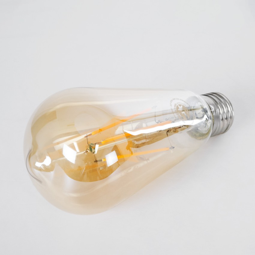 Λάμπα LED Long Filament E27 ST64 Αχλάδι 10W 900lm 360° AC 220-240V IP20 Φ6.4 x Υ14cm  Ultra Θερμό Λευκό 2200K με Μελί Γυαλί Dimmable