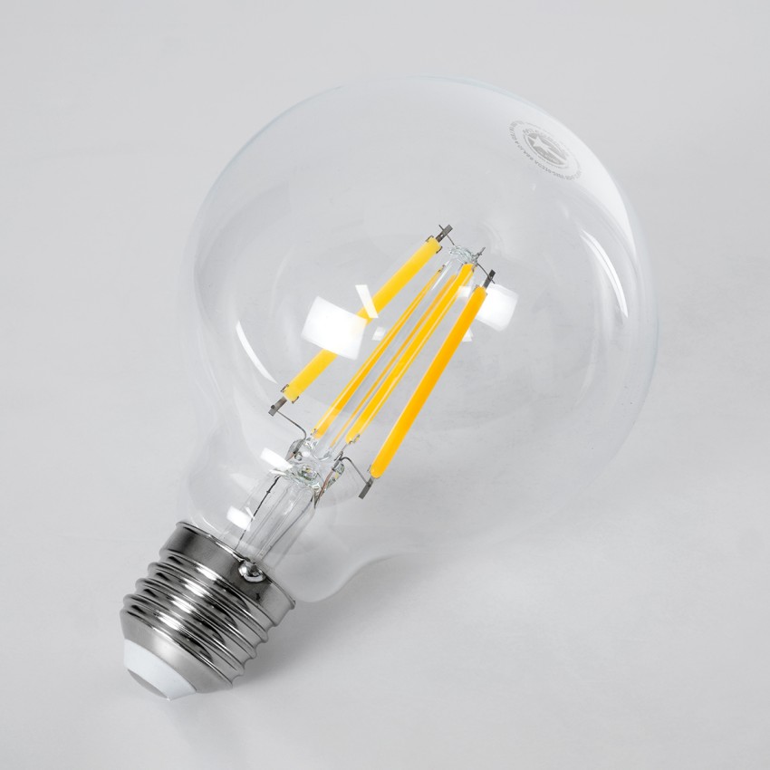 Λάμπα LED Long Filament E27 G95 Γλόμπος 4W 840lm 360° AC 220-240V IP20 Φ9.5 x Υ13.8cm Θερμό Λευκό 2700K με Διάφανο Γυαλί - Pro Series 210lm/W - A Ενεργειακή Κλάση