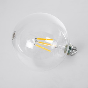 Λάμπα LED Long Filament E27 G125 Γλόμπος 4W 840lm 360° AC 220-240V IP20 Φ12.5 x Υ13.8cm Θερμό Λευκό 2700K με Διάφανο Γυαλί - Pro Series 210lm/W - A Ενεργειακή Κλάση