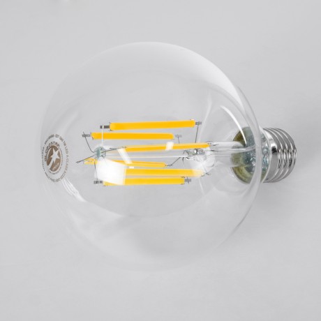 Λάμπα LED Long Filament E27 G95 Γλόμπος 7W 1470lm 360° AC 220-240V IP20 Φ9.5 x Υ13.8cm Θερμό Λευκό 2700K με Διάφανο Γυαλί - Pro Series 210lm/W - A Ενεργειακή Κλάση