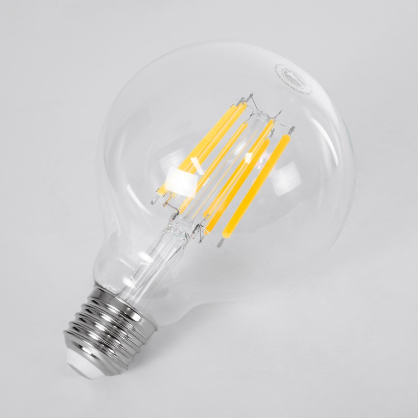 Λάμπα LED Long Filament E27 G95 Γλόμπος 7W 1470lm 360° AC 220-240V IP20 Φ9.5 x Υ13.8cm Θερμό Λευκό 2700K με Διάφανο Γυαλί - Pro Series 210lm/W - A Ενεργειακή Κλάση