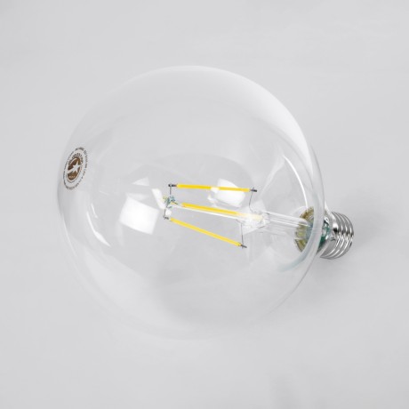 Λάμπα LED Long Filament E27 G125 Γλόμπος 4W 840lm 360° AC 220-240V IP20 Φ12.5 x Υ13.8cm Φυσικό Λευκό 4000K με Διάφανο Γυαλί - Pro Series 210lm/W - A Ενεργειακή Κλάση