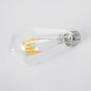 Λάμπα LED Soft T Spiral Filament E27 ST64 Αχλάδι 4W 300lm 360° AC 220-240V IP20 Φ6.4 x Υ14cm Θερμό Λευκό 2700K με Διάφανο Γυαλί Dimmable