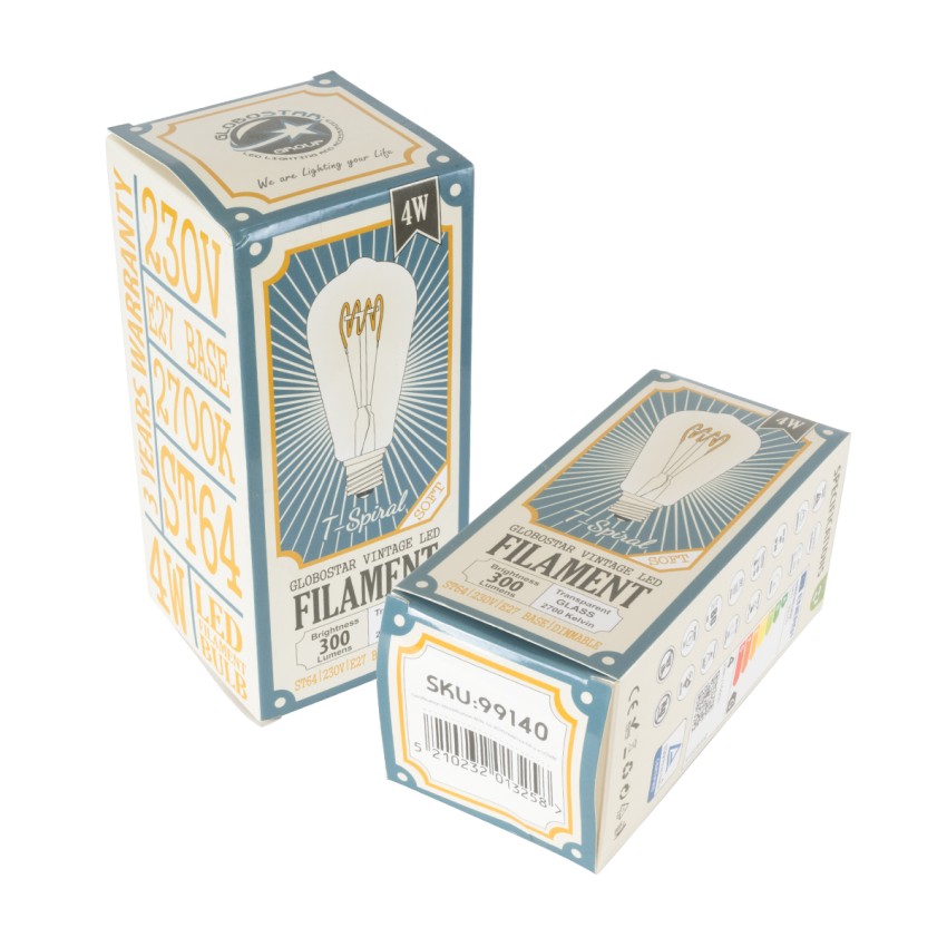 Λάμπα LED Soft T Spiral Filament E27 ST64 Αχλάδι 4W 300lm 360° AC 220-240V IP20 Φ6.4 x Υ14cm Θερμό Λευκό 2700K με Διάφανο Γυαλί Dimmable